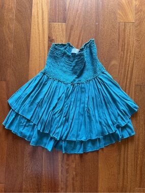 Gaya Smocked Tiered Teal Women’s Mini Skirt